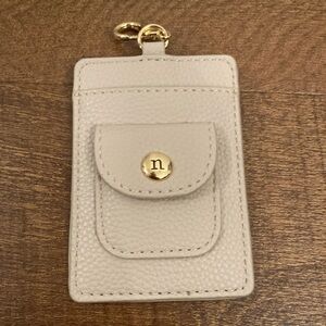 Nanette Lepore Beige Pebbled Card & Key Holder with Snap Pocket Casual Luxe